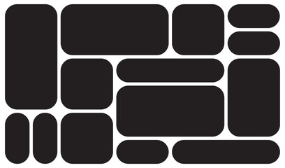 Bento grid abstract pattern black color minimal geometric frame. Metaball y2k template for ui, web, app shop