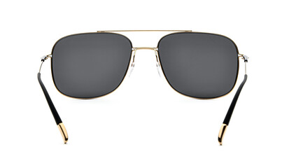 Protect Aviator Sunglasses back view isolated on white background. Eyeglasses with uv lens against sunlight inside view. Glasses rear view modern style for design template and poster