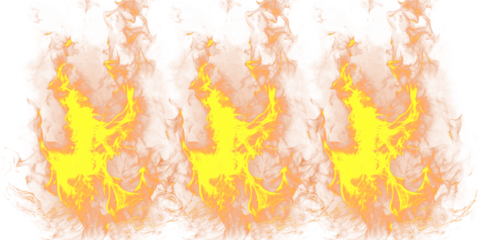 A vibrant and dramatic illustration of flames on transparent background