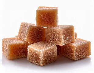 pile of square light brown sugared candies