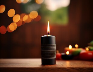 close up of a single black candle flame symbolizing unity and reflection during kwanzaa celebration