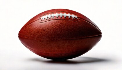 Close-up of a brown leather American football on a white background, isolated.