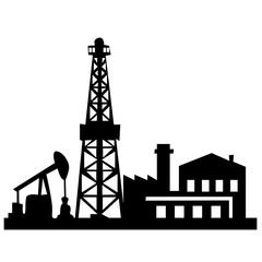 silhouette of an industrial factory