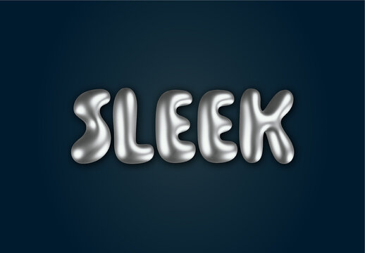 Silver Glossy Chrome Text Effect Balloon Shiny Metallic Font