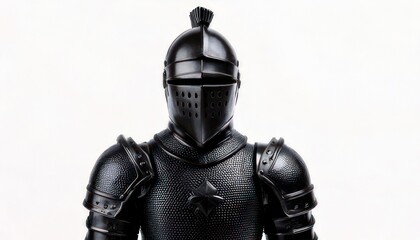 Fototapeta premium Black Knight Armor - A Detailed Studio Shot Against a White Background.