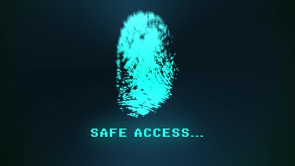 Horizontal Safe access granted animation with modern light blue fingerprint and shimmer effect loop - Powered by Adobe