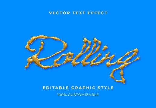 Gold Liquid Motion Wavy Colorful Text Effect Cursive Melted Glossy Font