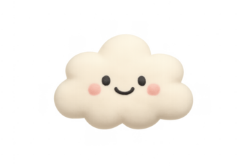 Cute smiling cloud character happy weather icon
