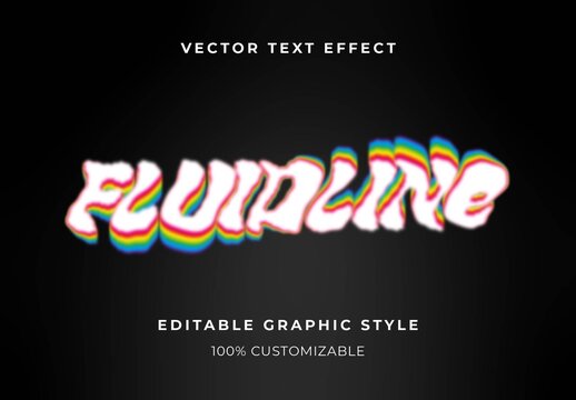Multicolor Vibrant Ripple Wavy Colorful Text Effect Retro Layered Distorted Font