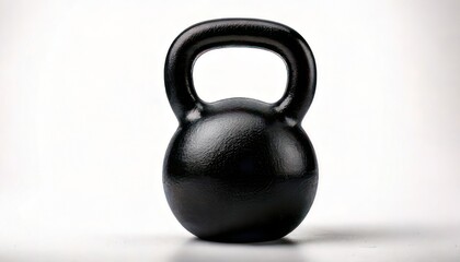 Black Kettlebell on White Background - Strength Training and Fitness Equipment.