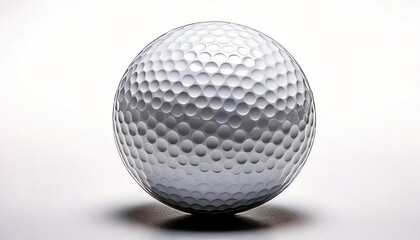 Close-up of a Dimpled White Golf Ball on a White Background.