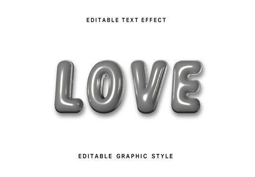 Silver And Black Metallic Inflated 3d Text Effect Glossy Bubble Reflective Font