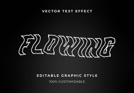 White Liquid Motion Wavy Colorful Text Effect Metallic Outline Funky Font