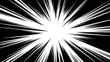 Obraz premium Dynamic speed lines burst effect in black and white comic style
