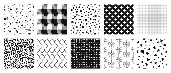 Set of seamless patterns in black