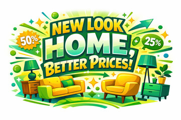 Fototapeta premium Holiday Home Deals. Seasonal holiday banner with promotional slogan, bright high-impact home deals banner emphasizing renewal and