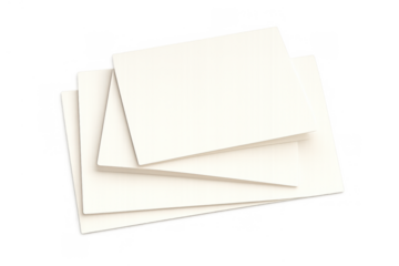 Stack of blank white papers, business cards, document mock-up, stationery template with transparent background