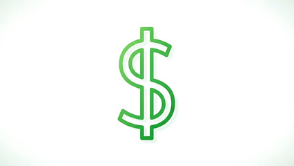 Fototapeta premium A green dollar sign icon on a white background, symbolizing finance and currency