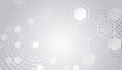 A light abstract technology background with translucent hexagons and circular waves, symbolizing digital networks, data flow, and modern scientific innovation.