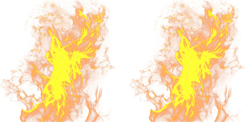 A vibrant and dramatic illustration of flames on transparent background