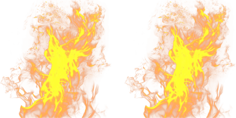A vibrant and dramatic illustration of flames on transparent background
