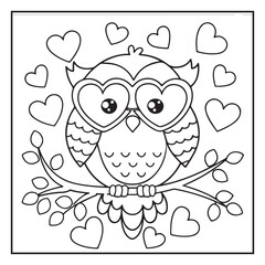 Fototapeta premium Bold and Easy Valentine’s Day Coloring Pages for All Ages: Fun, Simple Designs Perfect for Kids and Adults to Celebrate Love and Creativity, Balk and white line art illustration.