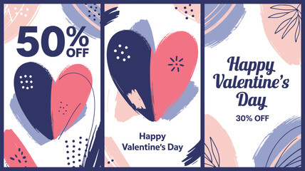 Valentines day sale banner with heart design fifty percent off discount illustration,  50% OFF, hot sale