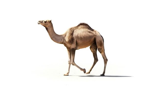 Walking camel sequence animation, Isolated with clear background, depicting arid climate transport