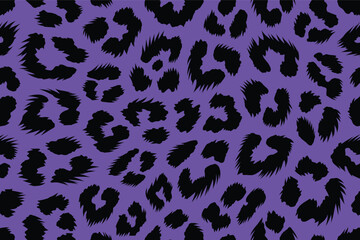 Obraz premium Vibrant purple and black abstract african leopard animal skin print pattern showcasing luxurious fur texture, a stylish and exotic wild design perfect for contemporary fashion and backgrounds