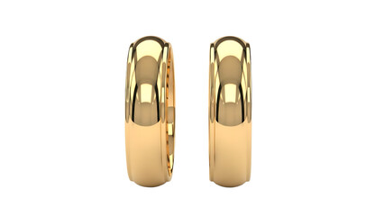 Pair of classic gold wedding rings symbolizing eternal commitment, isolated subject on transparency for high-end jewelry marketing and wedding invitations.