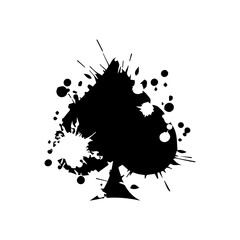 ink splatter playing card icon, diamond, spade, heart, club , vector flat design