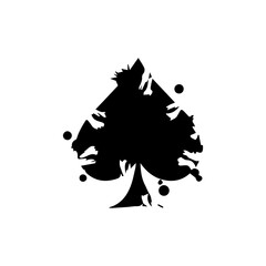ink splatter playing card icon, diamond, spade, heart, club , vector flat design