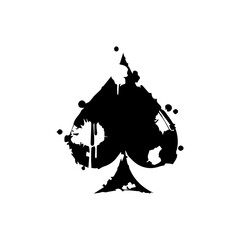 ink splatter playing card icon, diamond, spade, heart, club , vector flat design