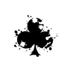 ink splatter playing card icon, diamond, spade, heart, club , vector flat design