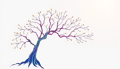 Abstract line art tree with flowing branches, evoking organic movement and life, tree,  symbol