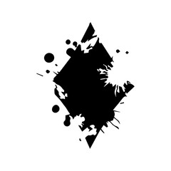 ink splatter playing card icon, diamond, spade, heart, club , vector flat design
