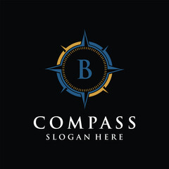 Fototapeta premium Initial letter B compass navigation logo design inspiration 