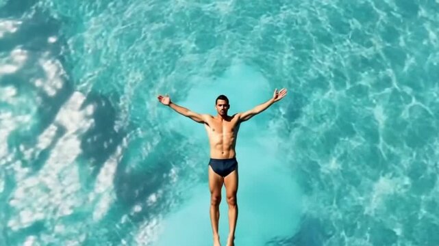 man swimming in pool zoom in video