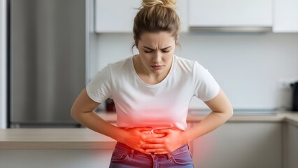 young woman menstrual pain high pain mood in the pat stock file JPG,