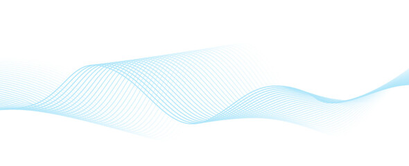 Abstract blue smooth wave on a white background. Dynamic sound wave. Design element. Vector