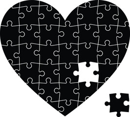 Heart-shaped puzzle with missing piece Vector