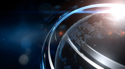 Global view showing planet Earth with light effects in dark background highlighting surface features and textures