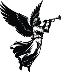 Angel playing trumpet Vector