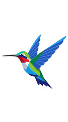 Colorful Geometric Hummingbird Flying, Abstract Bird Design