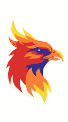 Fototapeta premium Stylized Phoenix Head Icon - Fiery Bird of Rebirth and Mythology