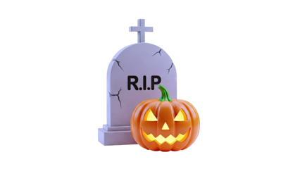Halloween RIP Tombstone and Jack-o'-lantern