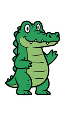 Fototapeta premium Cute cartoon alligator waving hello, friendly reptile character, isolated on white background