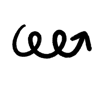 Flecha bucle Circular dibujo a mano marcador pintura tiza irregular sin fondo, negro