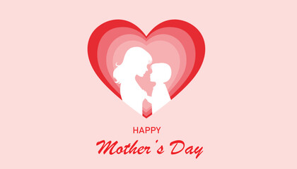Happy mother's day heartfelt silhouette graphic design
