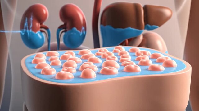 Kidney Stone Formation Visualization in Body Anatomy Animation Kidney Bladder Stones Disease Concept for Medical